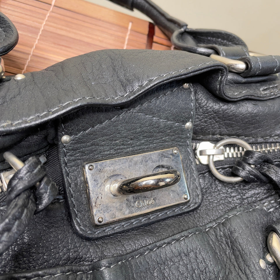 Pre-owned CHLOÉ 2008 lambskin paddington with lucite x metal padlock