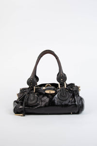 Pre-owned 2000s Chloe Black Patent Leather Paddington Shoulder Bag