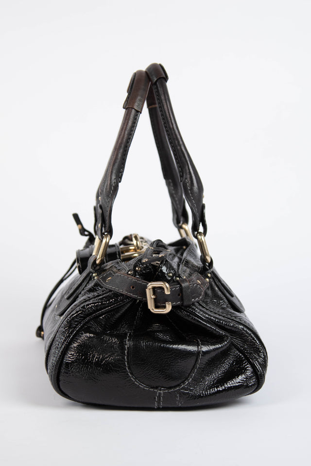 Pre-owned 2000s Chloe Black Patent Leather Paddington Shoulder Bag
