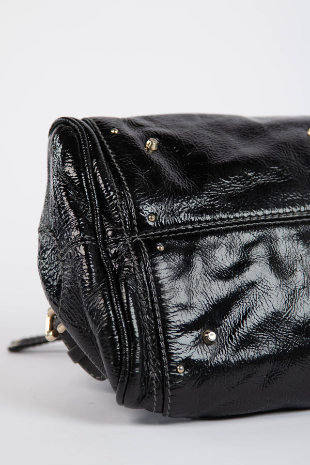 Pre-owned 2000s Chloe Black Patent Leather Paddington Shoulder Bag