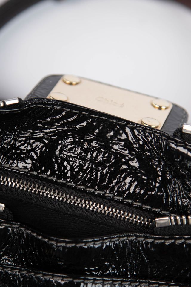 Pre-owned 2000s Chloe Black Patent Leather Paddington Shoulder Bag