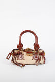Pre-owned 2000s Chloe Beige Canvas and Patent Leather Small Paddington Bag