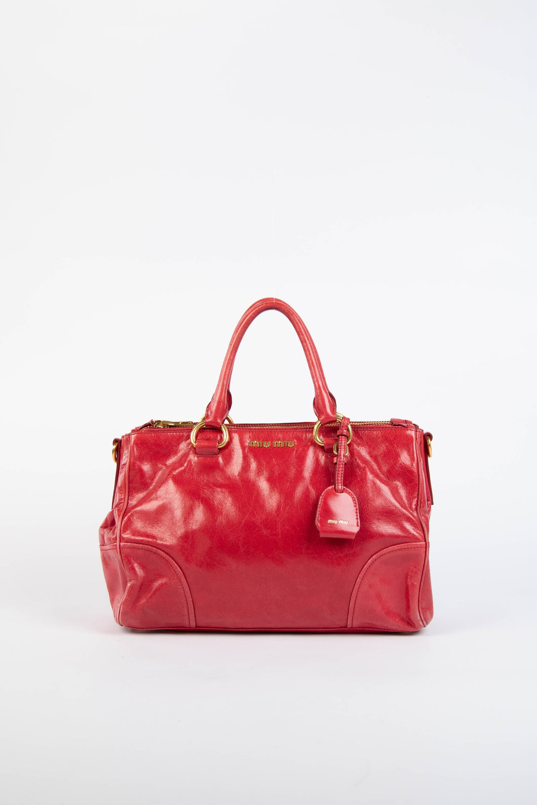 Pre-owned 2000s Miu Miu Red Leather Tote Bag