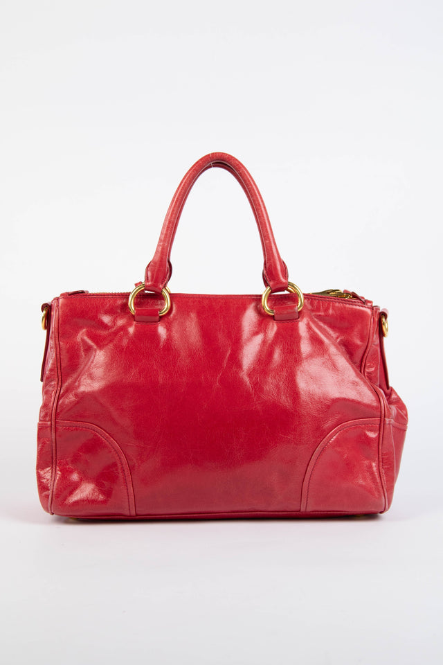 Pre-owned 2000s Miu Miu Red Leather Tote Bag