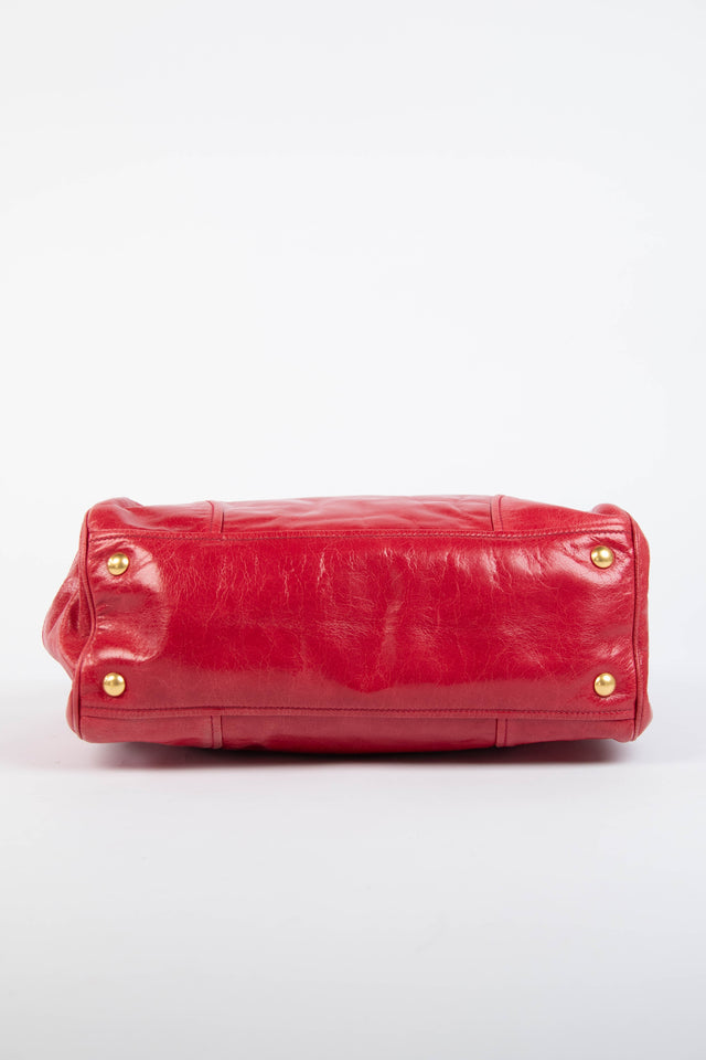 Pre-owned 2000s Miu Miu Red Leather Tote Bag