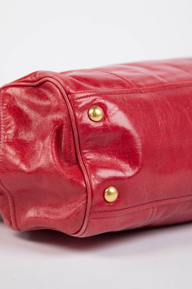 Pre-owned 2000s Miu Miu Red Leather Tote Bag