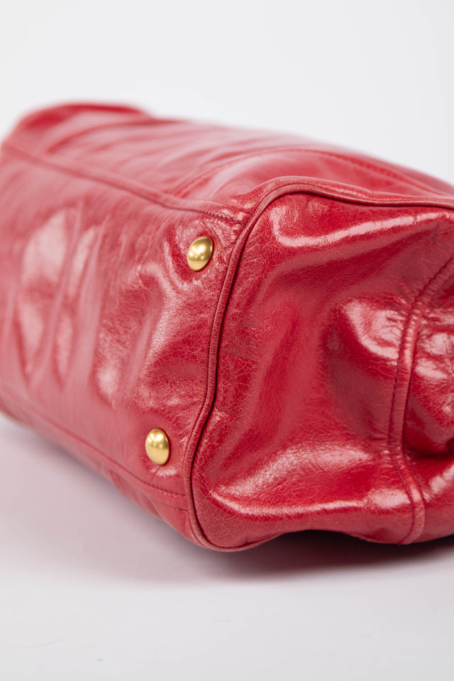 Pre-owned 2000s Miu Miu Red Leather Tote Bag