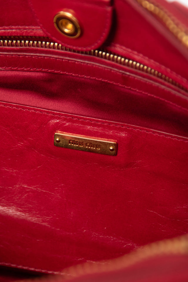Pre-owned 2000s Miu Miu Red Leather Tote Bag