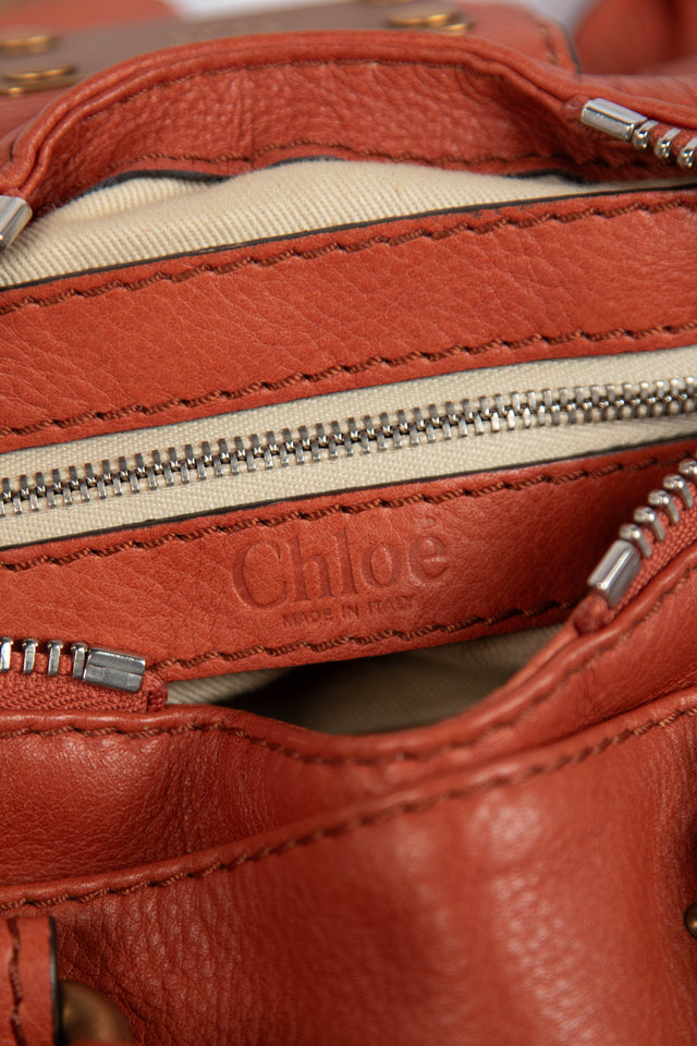 Pre-owned 2000s Chloe Burnt Orange Leather Paddington Small Shoulder Bag