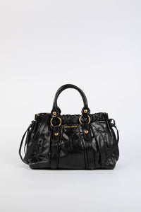 Pre-owned 2000s Miu Miu Black Vitello Shoulder Bag