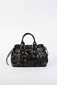 Pre-owned 2000s Miu Miu Black Vitello Shoulder Bag