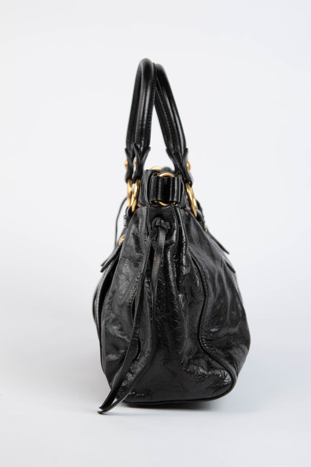 Pre-owned 2000s Miu Miu Black Vitello Shoulder Bag