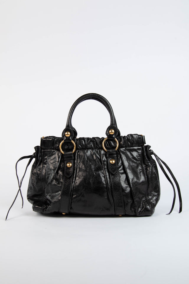 Pre-owned 2000s Miu Miu Black Vitello Shoulder Bag