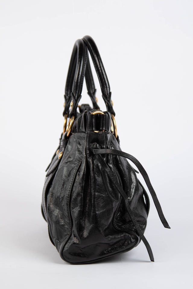 Pre-owned 2000s Miu Miu Black Vitello Shoulder Bag