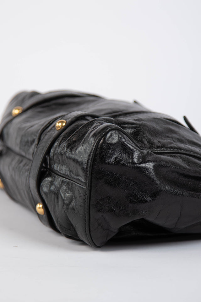 Pre-owned 2000s Miu Miu Black Vitello Shoulder Bag