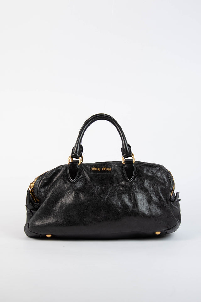 Pre-owned 2000s Miu Miu Black Leather Shoulder Bag