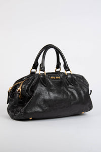 Pre-owned 2000s Miu Miu Black Leather Shoulder Bag
