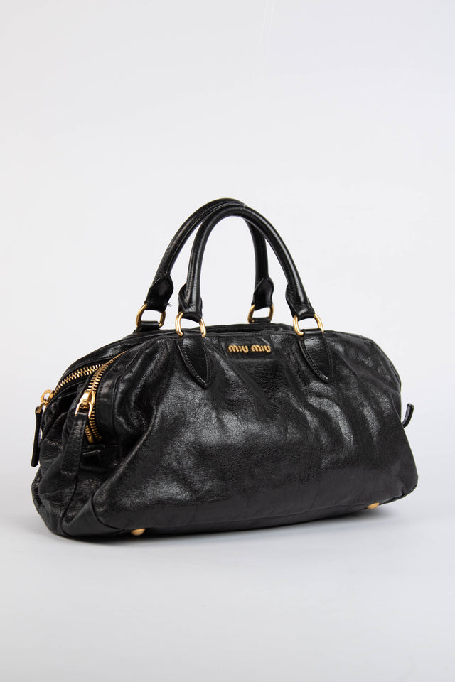 Pre-owned 2000s Miu Miu Black Leather Shoulder Bag