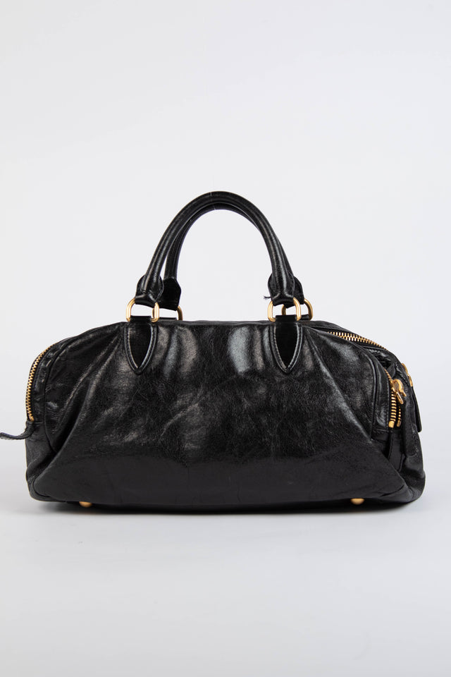 Pre-owned 2000s Miu Miu Black Leather Shoulder Bag