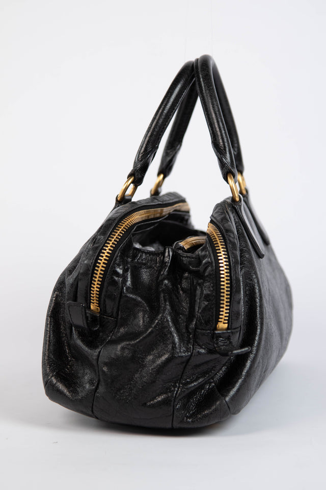 Pre-owned 2000s Miu Miu Black Leather Shoulder Bag