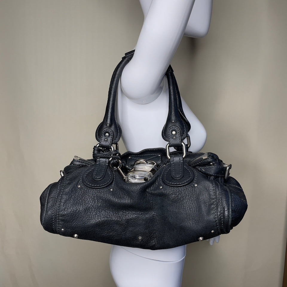 Pre-owned CHLOÉ 2008 lambskin paddington with lucite x metal padlock