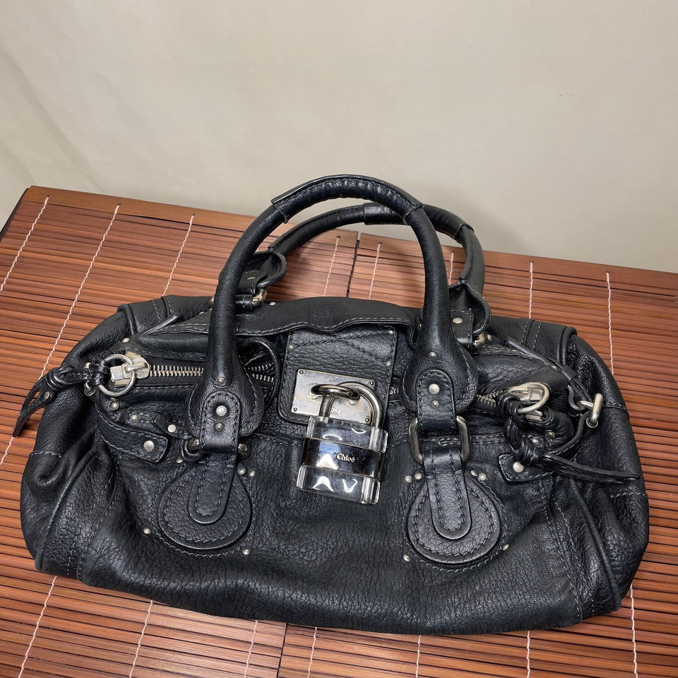 Pre-owned CHLOÉ 2008 lambskin paddington with lucite x metal padlock