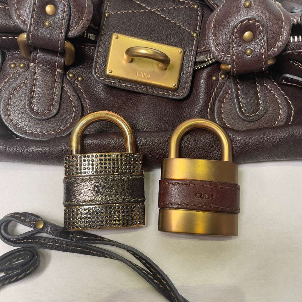 Pre-owned CHLOÉ 2011 brown paddington bag Swarovski