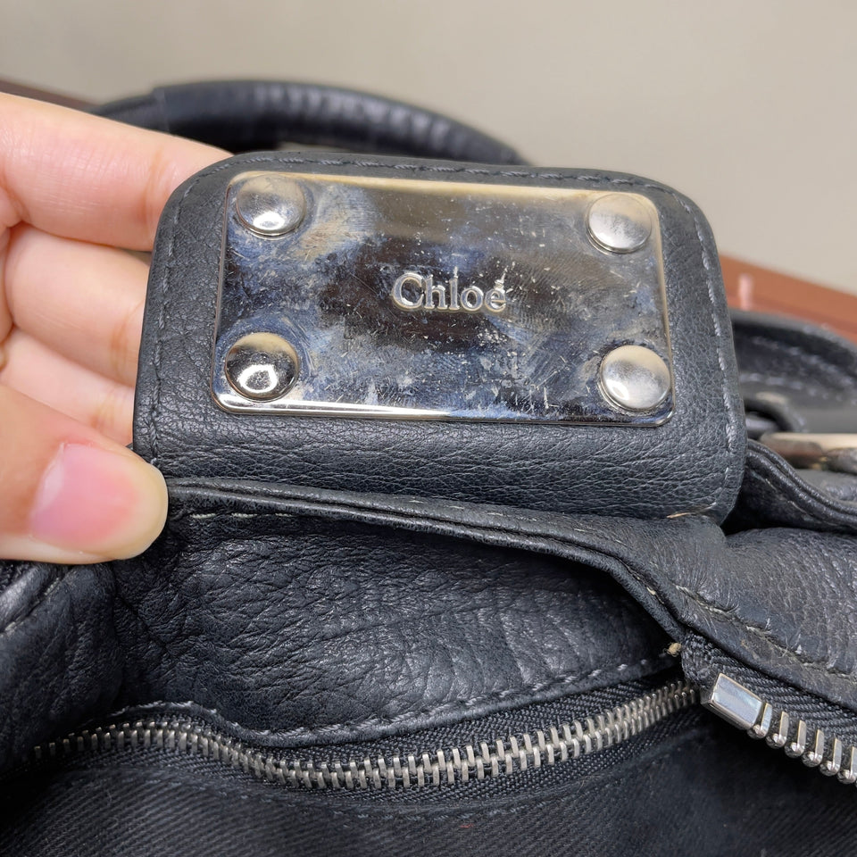 Pre-owned CHLOÉ 2008 lambskin paddington with lucite x metal padlock