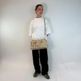Pre-owned Miu Miu handbag Vitello Lux with shoulder strap made of beige leather