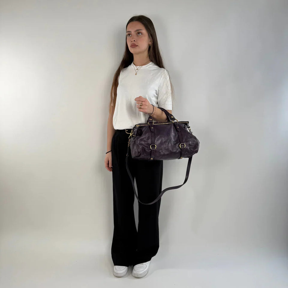 Miu Miu handbag Vitello Satchel purple