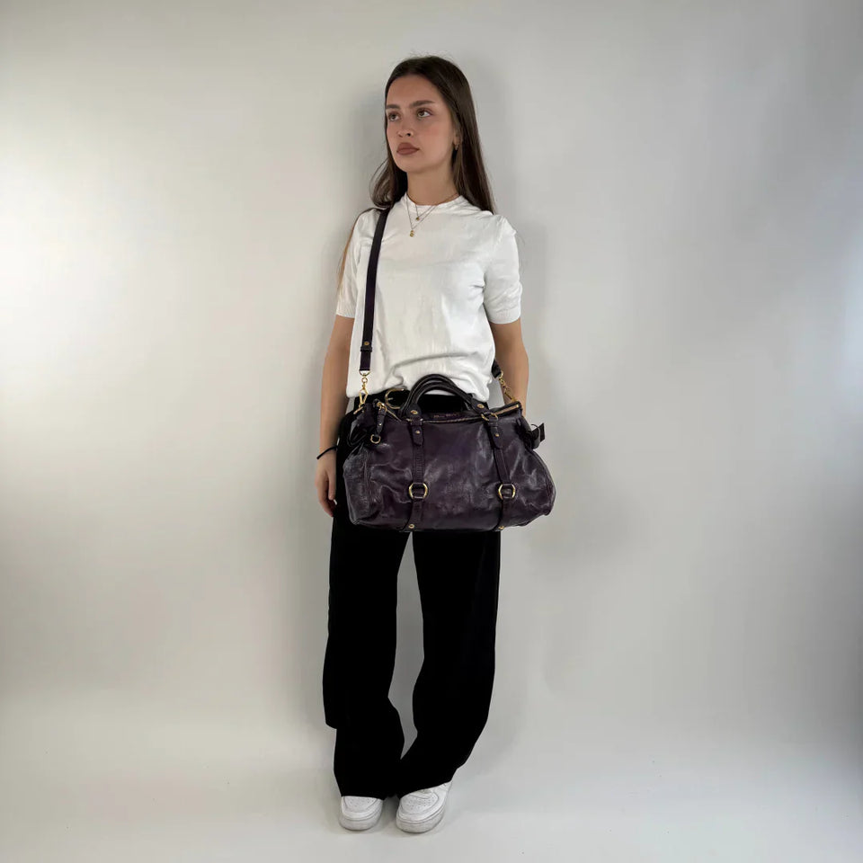 Miu Miu handbag Vitello Satchel purple