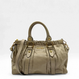 Pre-owned Miu Miu handbag Vitello Lux with shoulder strap made of beige leather