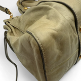 Pre-owned Miu Miu handbag Vitello Lux with shoulder strap made of beige leather