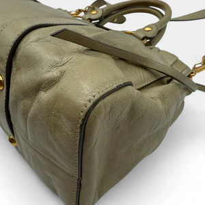 Pre-owned Miu Miu handbag Vitello Lux with shoulder strap made of beige leather