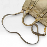 Pre-owned Miu Miu handbag Vitello Lux with shoulder strap made of beige leather