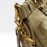 Pre-owned Miu Miu handbag Vitello Lux with shoulder strap made of beige leather