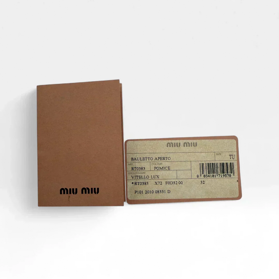 Pre-owned Miu Miu handbag Vitello Lux with shoulder strap made of beige leather