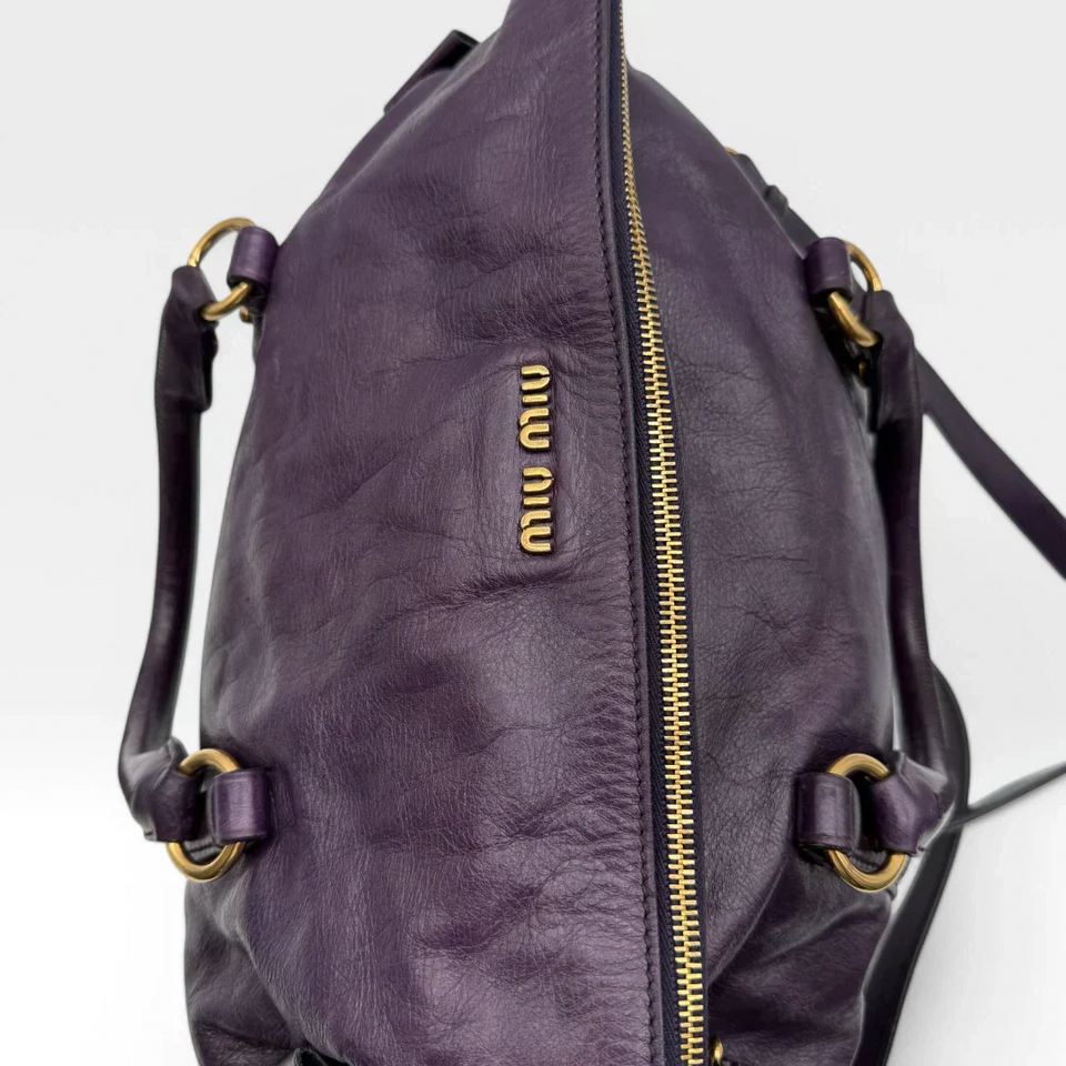 Miu Miu handbag Vitello Satchel purple