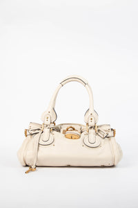 Pre-owned 2000s Chloe Cream Leather Paddington Shoulder Bag