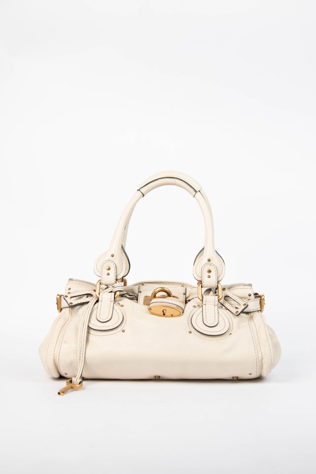 Pre-owned 2000s Chloe Cream Leather Paddington Shoulder Bag