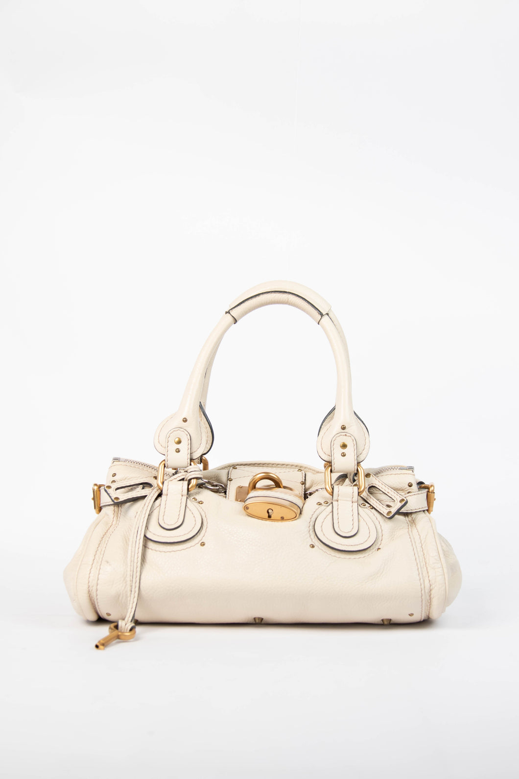 Pre-owned 2000s Chloe Cream Leather Paddington Shoulder Bag