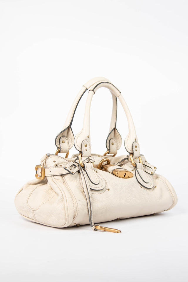 Pre-owned 2000s Chloe Cream Leather Paddington Shoulder Bag