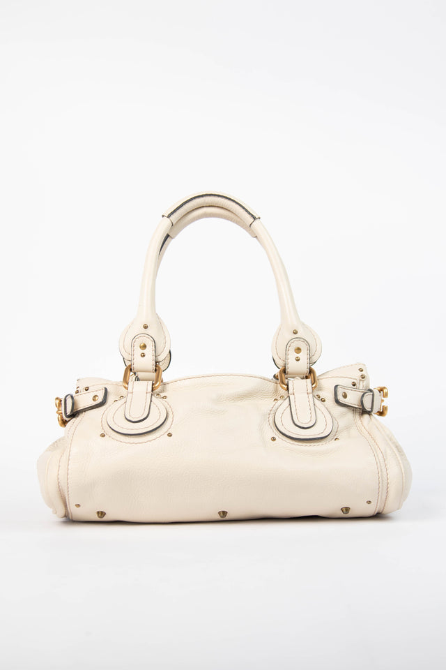 Pre-owned 2000s Chloe Cream Leather Paddington Shoulder Bag