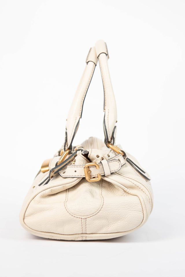 Pre-owned 2000s Chloe Cream Leather Paddington Shoulder Bag