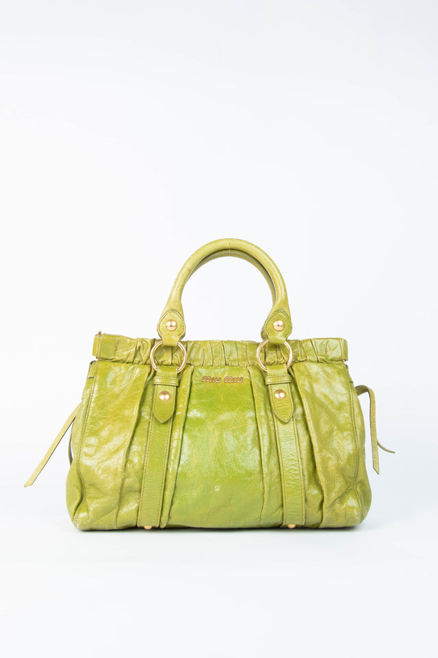 Pre-owned 2000s Miu Miu Green Vitello Shoulder Bag