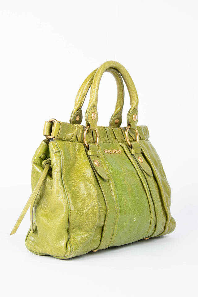 Pre-owned 2000s Miu Miu Green Vitello Shoulder Bag
