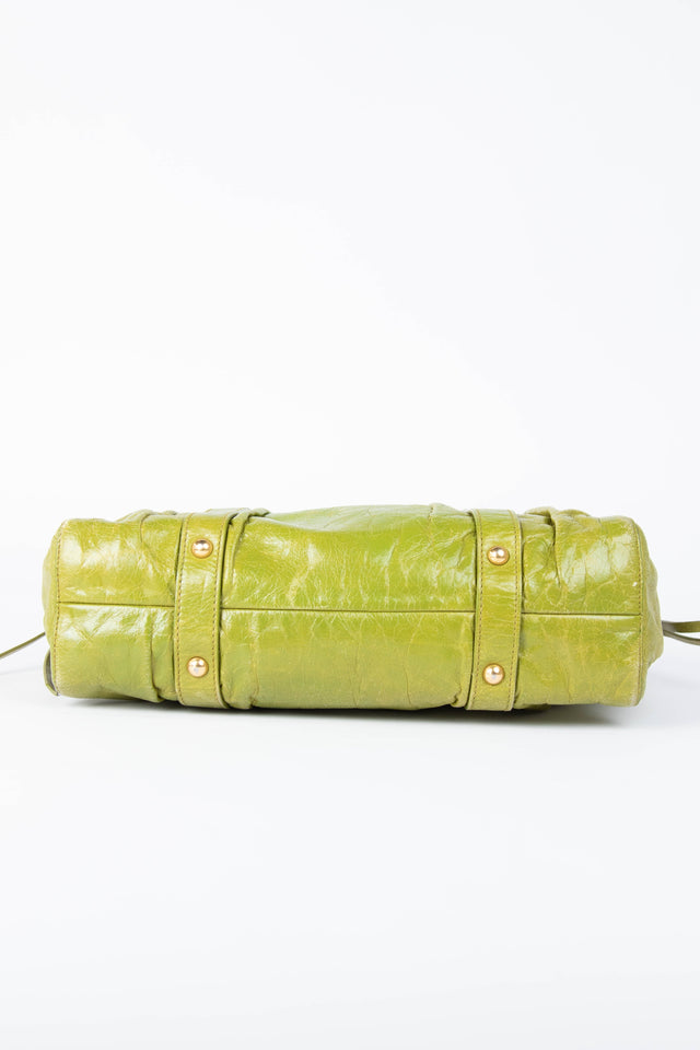 Pre-owned 2000s Miu Miu Green Vitello Shoulder Bag