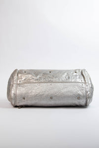 Pre-owned 2000s Chloe Silver Metallic Leather Paddington Shoulder Bag