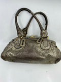 Pre-owned Chloé Brown Leather Metallic Paddington Shoulder Bag – 14" x 7"